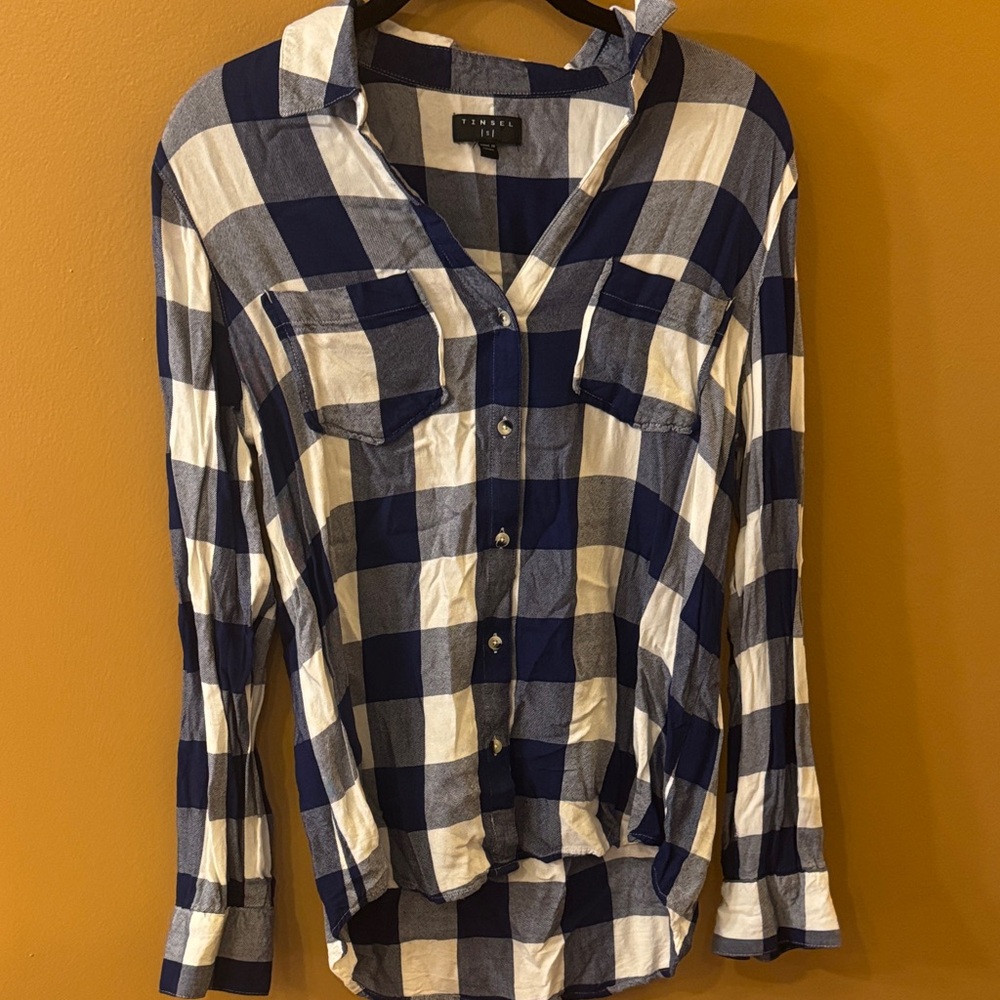 Tinsel Navy and Cream Checkered Shirt